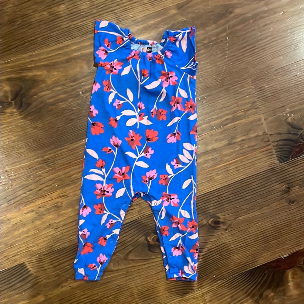 Tea Floral Blue Jumpsuit 12-18M